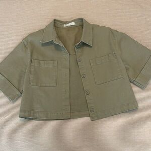 Oak & Fort Cropped T-Shirt Button Up